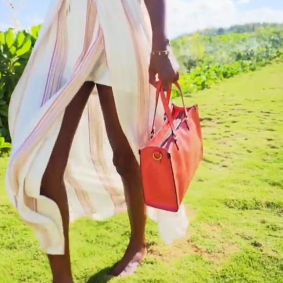 Patricia Nash Leather Ava Medium Tote with Crossbody Strap - Coral - Picture 3 of 10
